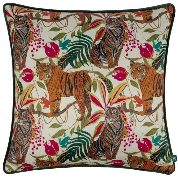Wylder Kali Piped Tiger Cushion Cover - Ivory - 