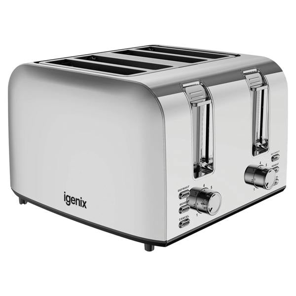 Igenix 1500W 4 Slice Toaster, Stainless Steel