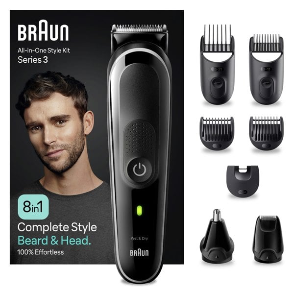 Braun All-In-One Style Kit Series 3 MGK3440, 8-in1 Kit For Beard, Hair & More