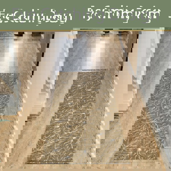 JVL Mega Mat Machine Washable Entrance Runner and Doormat Set, Brown Geo