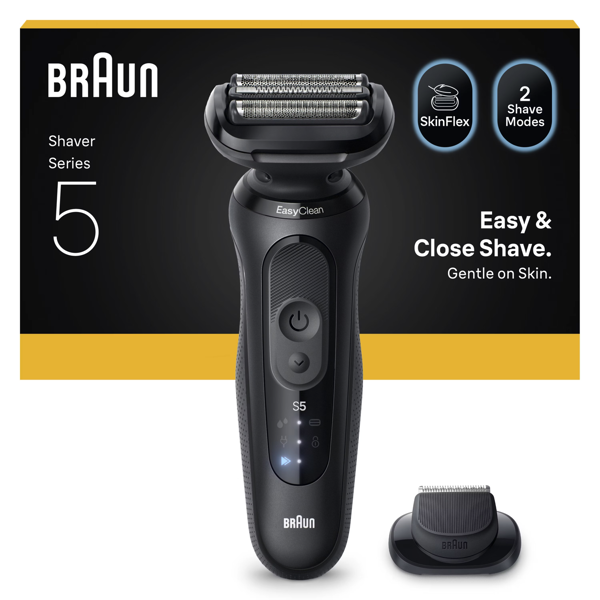 Braun Series 5 52-N1200S Electric Shaver, Up to 50 min, +1 Attachment - Black