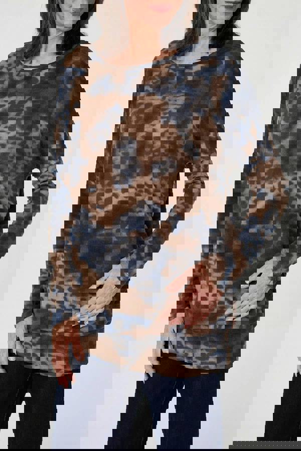 Blue | Animal Print Relaxed Long Sleeve Top