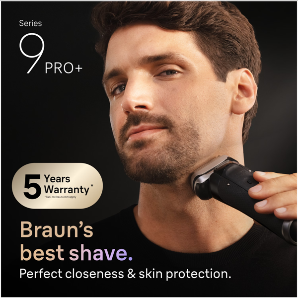 Braun Series 9 PRO+ 9610S Electric Shaver, Pro SensoAdapt, Charging Stand - Black