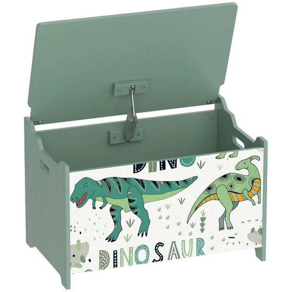 Storage Chest, Wooden Toy Chest with Lid, Flip-Top, Security Hinges and Anti-Pinch Design for Kids, Green