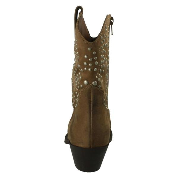 Spot On Ladies Spot On Stud Detailed Small Heel Zip Ankle Cowboy Boots F51257