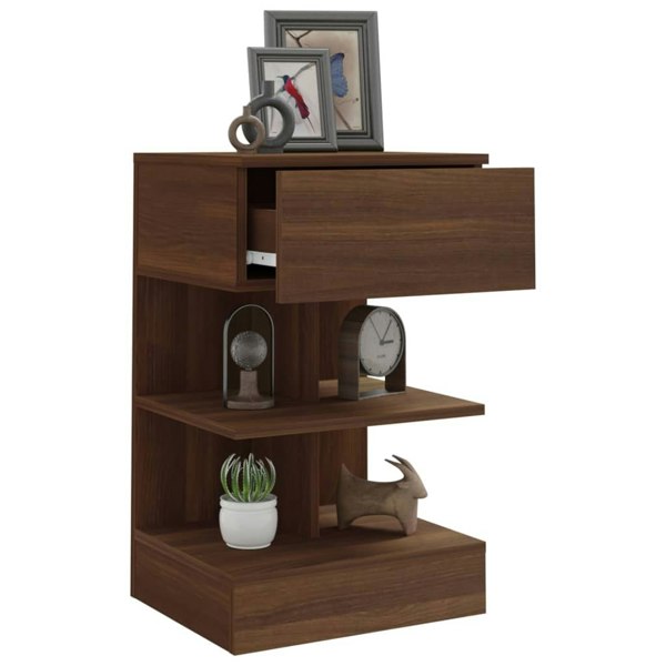 Berkfield Bedside Cabinet Brown Oak 40x35x65 cm Engineered Wood