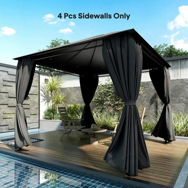 4 Pack Replacement Gazebo Curtains Privacy Panel for Most 3 x 3 m Gazebo, Outdoor Shelter Sidewalls, Dark Grey - Dark Grey