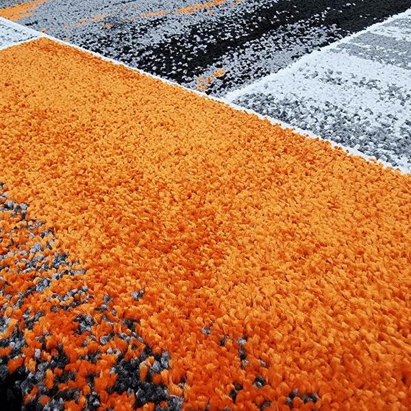 Viva Rugs Modern Rug Orange Grey Black Geometric Abstract Patterned Large XL Small Living Room Bedroom Carpet Mat