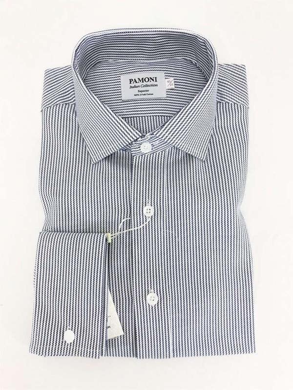 Navy Rope Stripe Slim Fit Shirt Men's Shirt