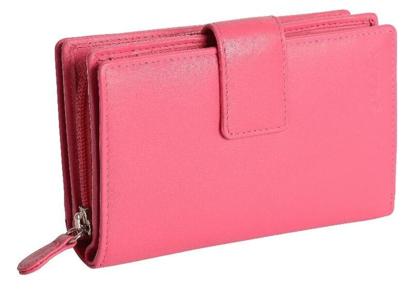 SADDLER GEORGIE Leather Double-Sided Purse - 13 Card Slots, Generous Space for Notes and Coins - RFID Protected - Fuchsia