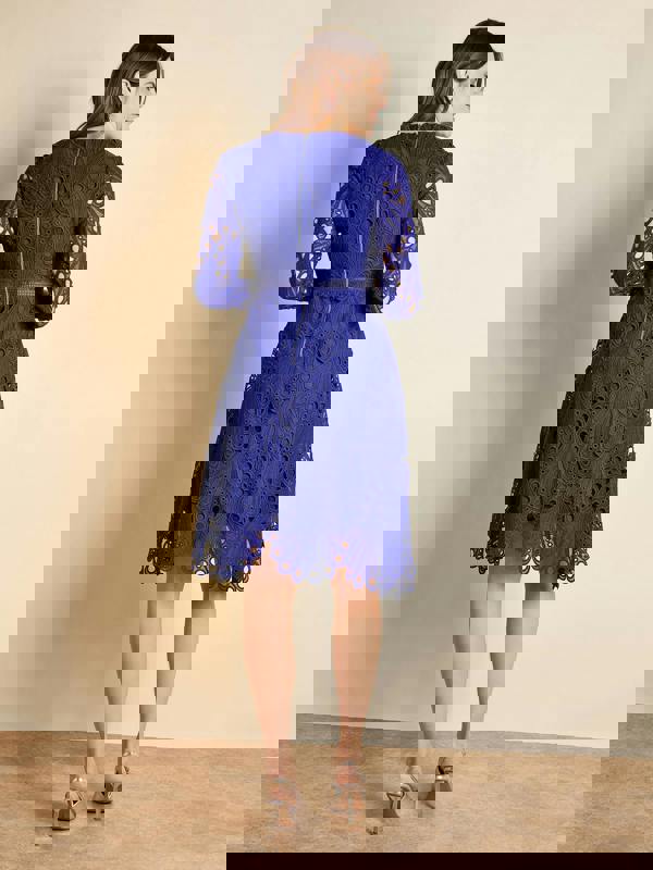 GWD Sheleigh Lace Cobalt Blue Knee Length Dress