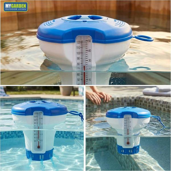 My Garden Outdoor Living My Garden Floating Pool Chlorine Dispenser with Built-In Thermometer - Adjustable Flow Chlorine Floater