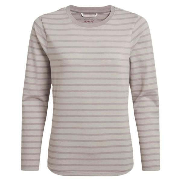 Craghoppers Womens/Ladies Akona Striped Nosilife Long-Sleeved T-Shirt - Oyster - 