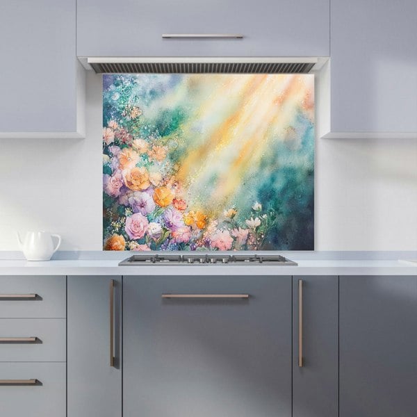 Warren Reed Summer Flowers Glass Kitchen Splashback - 00006