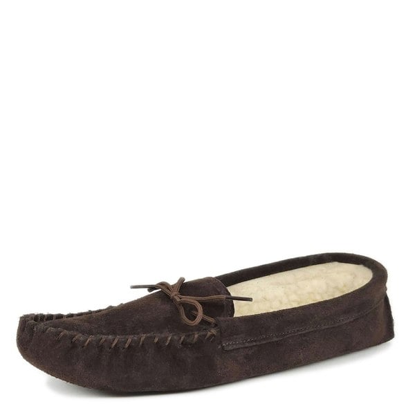 Mokkers Coopers Suede Fleece Lined Soft Sole Mens Moccasin Slippers Made In England