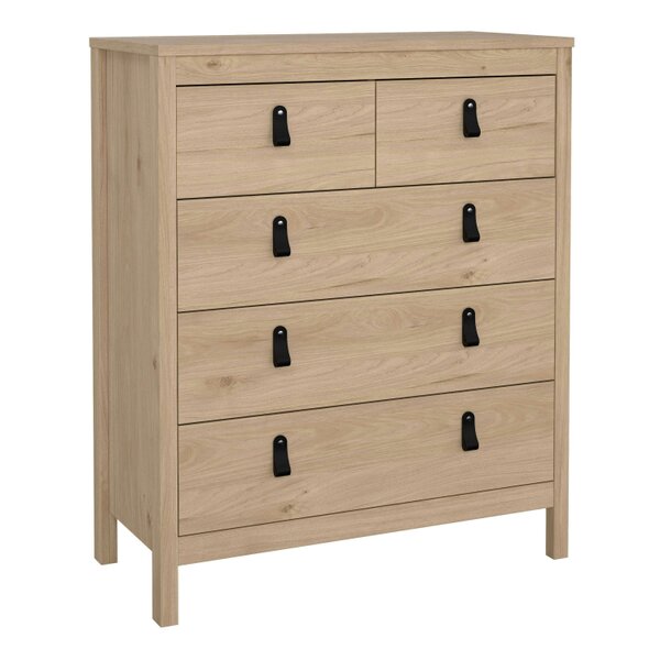 Wyld Haus Wildberry Bedroom Furniture Set - Bedside Table 2 Drawers + Chest 5 Drawers + 2 Door Wardrobe in Jackson Hickory Oak