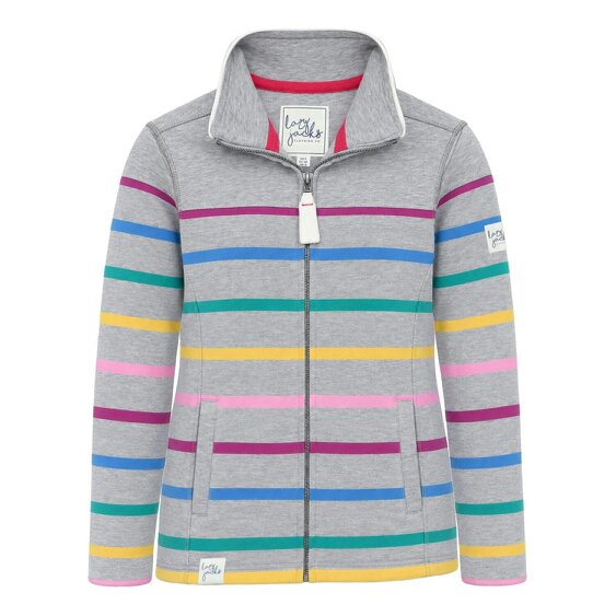 Lazy Jacks LJ32 - Full Zip Striped Sweatshirt - Colourful Grey Marle