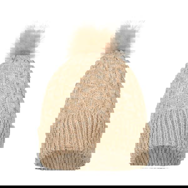 Mountain Warehouse Womens/Ladies Pom Pom Faux Fur Lined Beanie - Beige - 