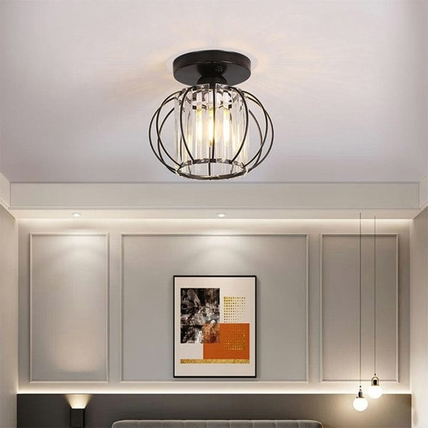 Metal Lantern Shape 1-Light Pendant Light Living and Home Black