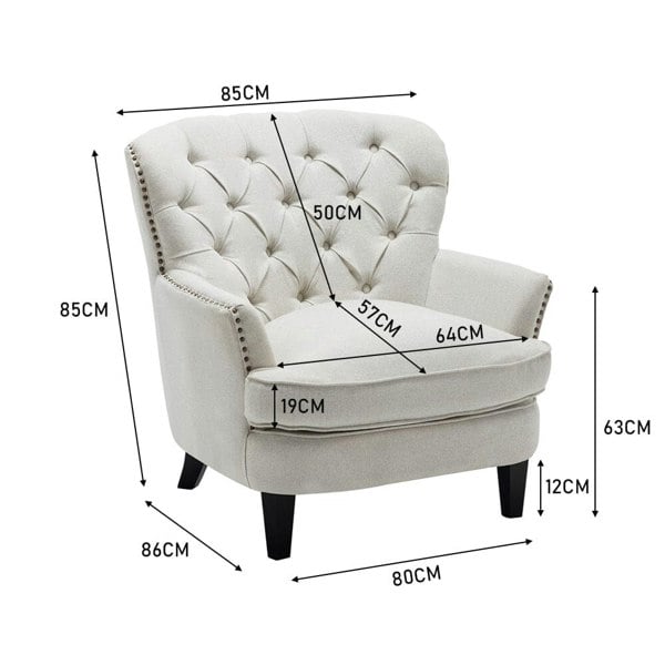 Modern Beige Club Chair Button Tufted Accent Chair Wingback Chairs Living and Home