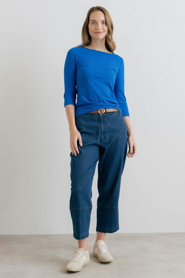 Lily & Me Monica Organic Cotton Jersey Top Silver Cobalt