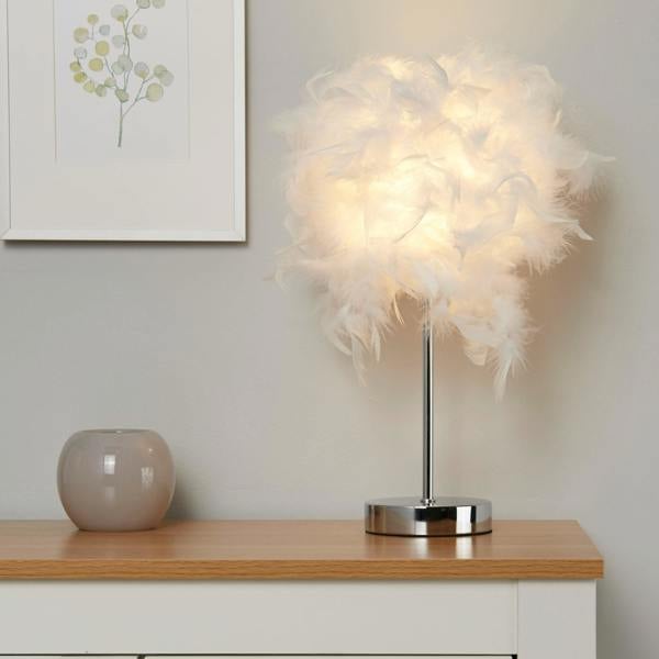 FEATHER TABLE LAMP WHITE