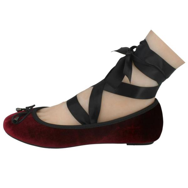 Spot On Ladies Spot On Tie Up Leg Ribbon Flat Ballerina Shoe F80273
