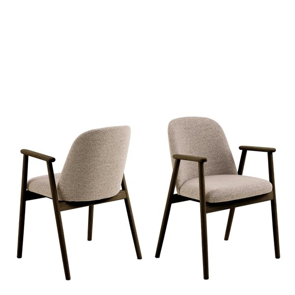 Wyld Haus Set of 2 Kampala Beige Monza Upholstered Dining Chairs With Armrest