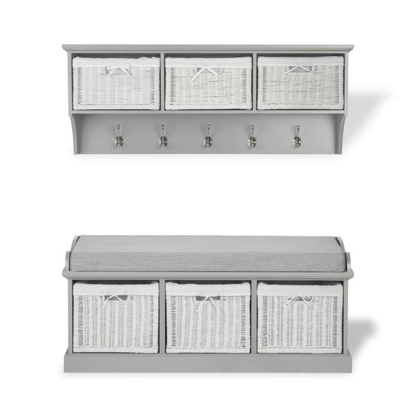 Statement Furniture Tetbury Large Hallway Set with Storage Baskets and Cushion Seat