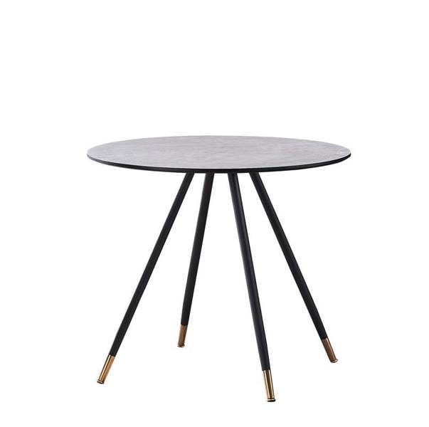 Life Interiors Dorchester Lux Dining Table 4 or 6 – Modern Round Table with Durable Powder-Coated Black Metal Legs,