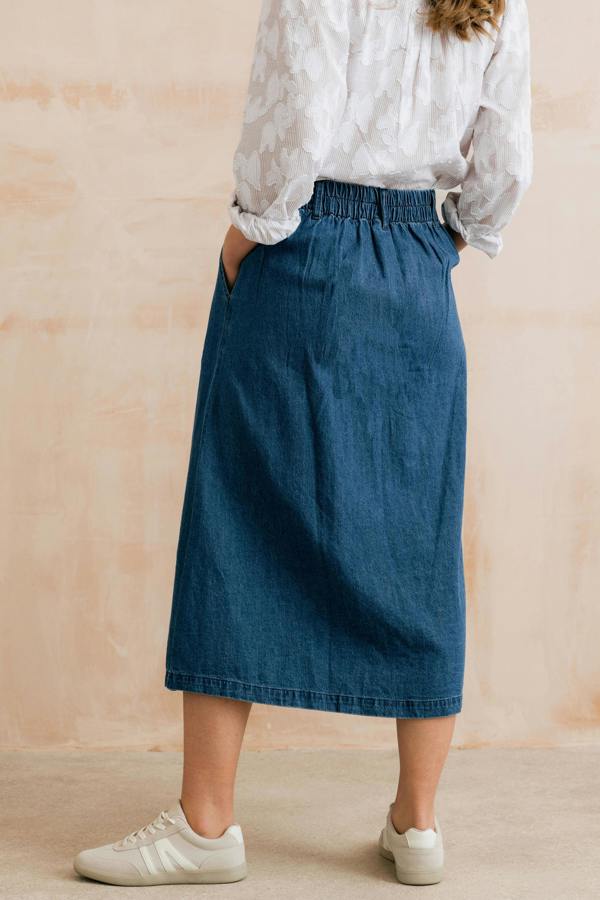 Lily & Me Holly Button Through Denim Midi Skirt