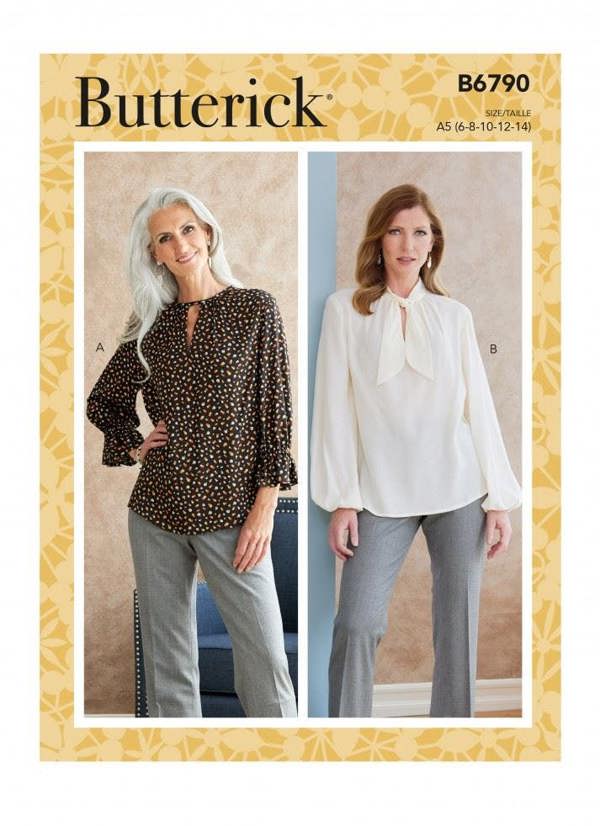 Butterick Sewing Pattern 6790, Tops for Women, A5 (6-8-10-12-14) - Easy