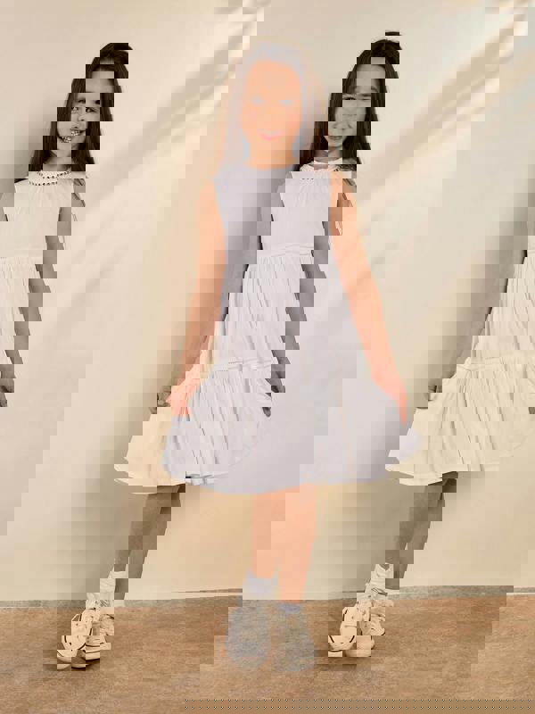 GWD Zadie Diamante Trim White Dress