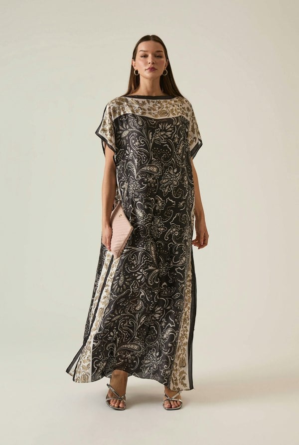 Floral paisley maxi kaftan with relaxed fit