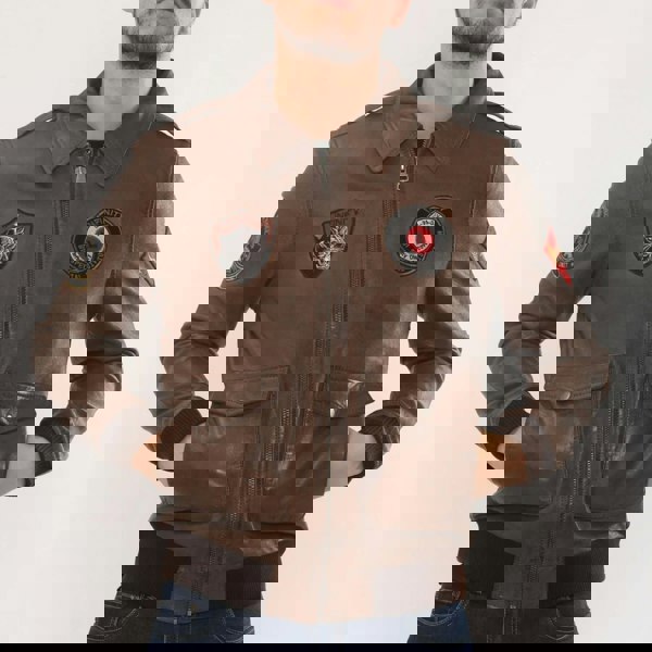 Leather Company Men's Leather Bomber Jacket Pilot Air Force Style