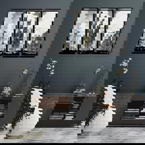 Modern Wall Art For Living Room Uk | Set of 3 Urban Skyscrapers Wall art Prints