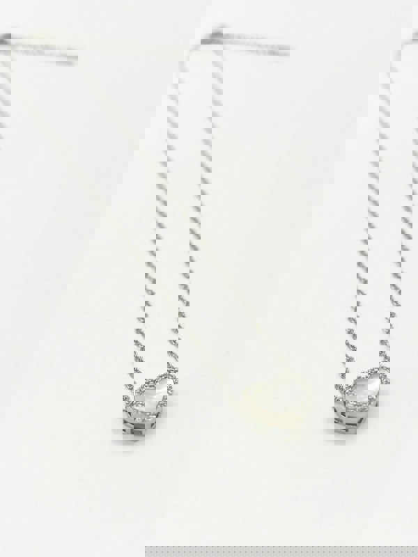 SVNX Moonstone Heart Necklace & Earrings Set in Silver Colour - Gift Boxed