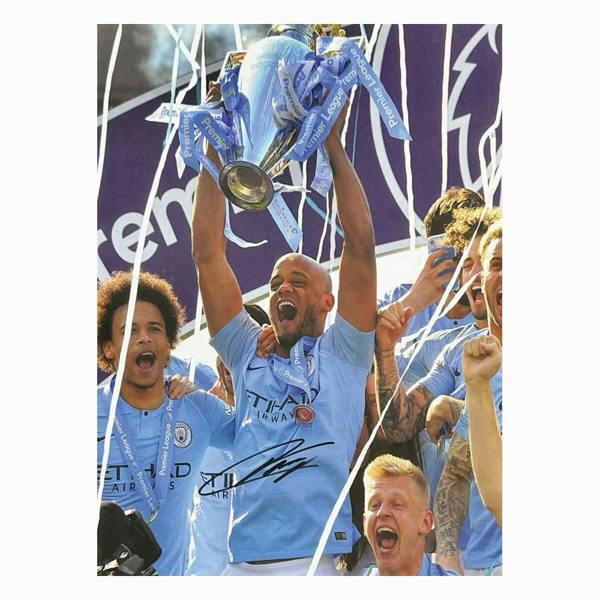 Vincent Kompany signed Premier League Champions photo — Unframed