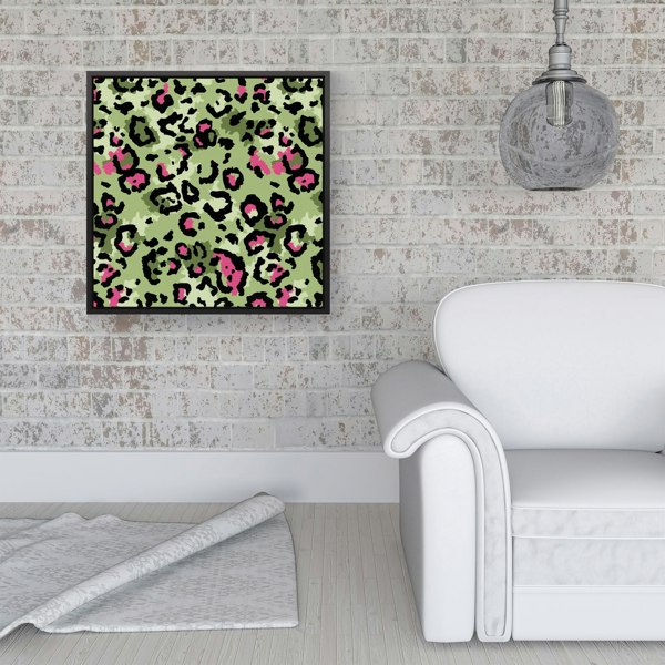 Warren Reed Green And Pink Leopard Print Framed Canvas