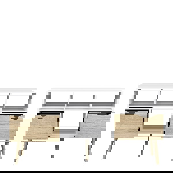 Furniture To Go Oslo TV Unit Wide 2 Drawers 4 Shelves in White and Oak