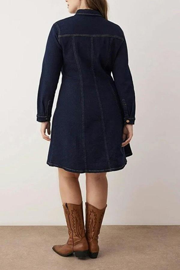 WOVCOR A-Line Stretch Denim Plus Size Dress