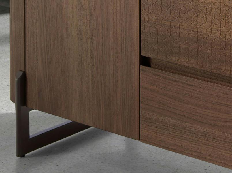 Angel Cerdá Walnut and dark metallised steel sideboard with porcelain marble top 3252