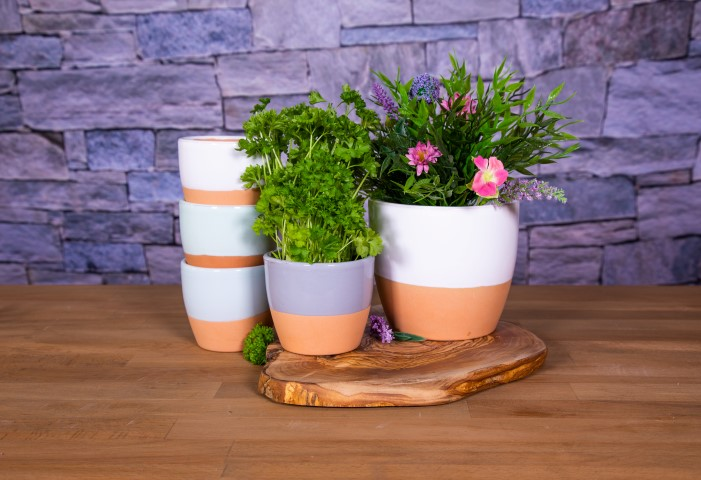 Verano Spanish Ceramics Rustic Pastel - Set Of 4 Small Herb Pots