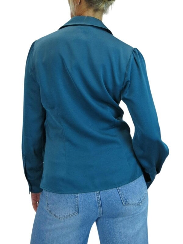 Paulo Due Women's Long Sleeve Tie Front Satin Blouse Shirt
