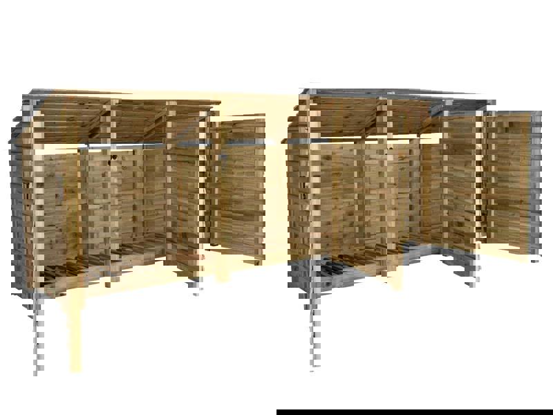 Arbor Garden Solutions Wooden Log Store (Roof Sloping Back) with Doors W-335cm, H-126cm or 180cm, D-88cm