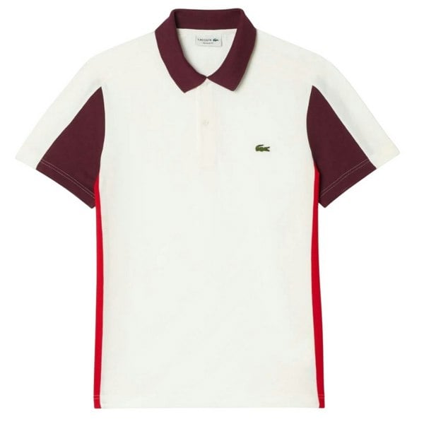 Lacoste Mens Colour Block Regular Polo Shirt - Cream