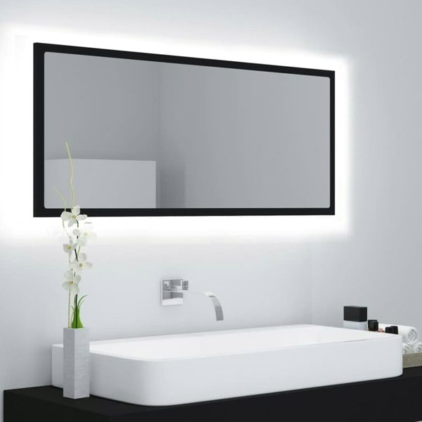 Berkfield LED Bathroom Mirror Black 100x8.5x37 cm Acrylic