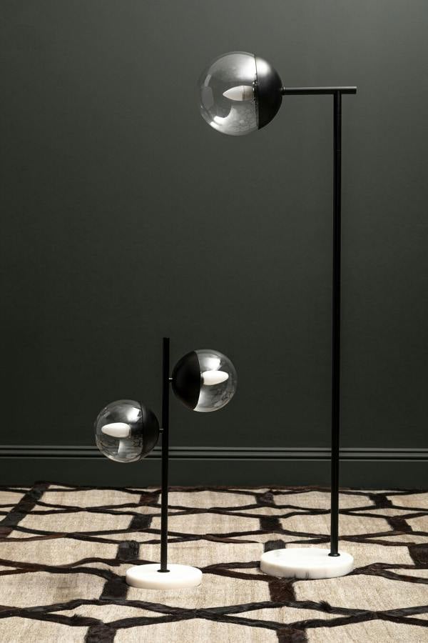 Interiors by Premier Revive Two Light Black Metal and Marble Table Lamp