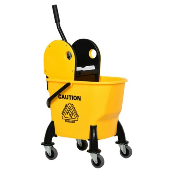 Dyzi 26L Mop Bucket with Wringer Handle and Castor Wheels Yellow