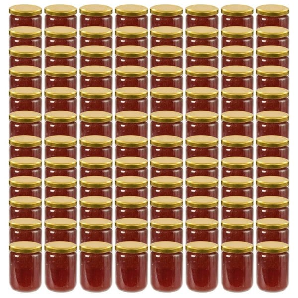 Berkfield Glass Jam Jars with Gold Lid 96 pcs 230 ml